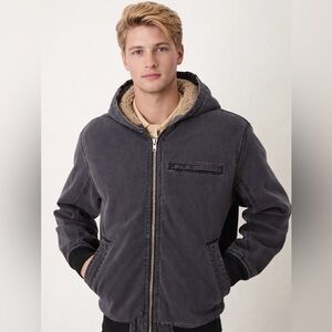 NWT Abercrombie Sherpa Lined‎ Hooded Jacket Charcoal Gray Size M